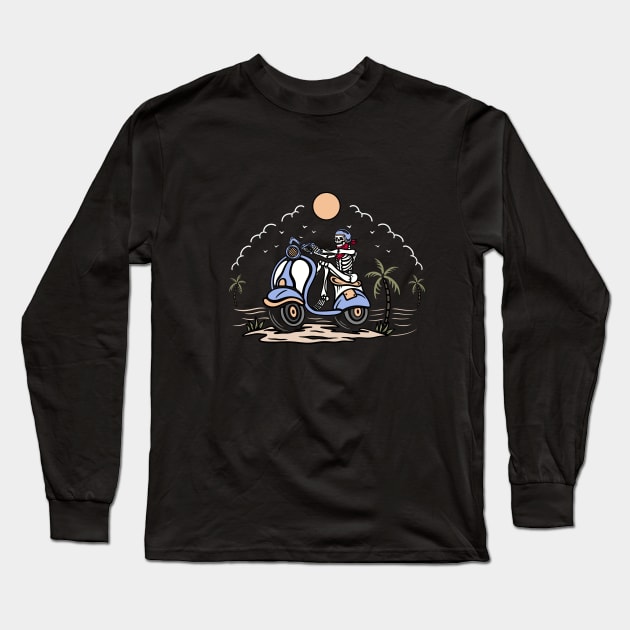 Skull and motorcycle Long Sleeve T-Shirt by gggraphicdesignnn